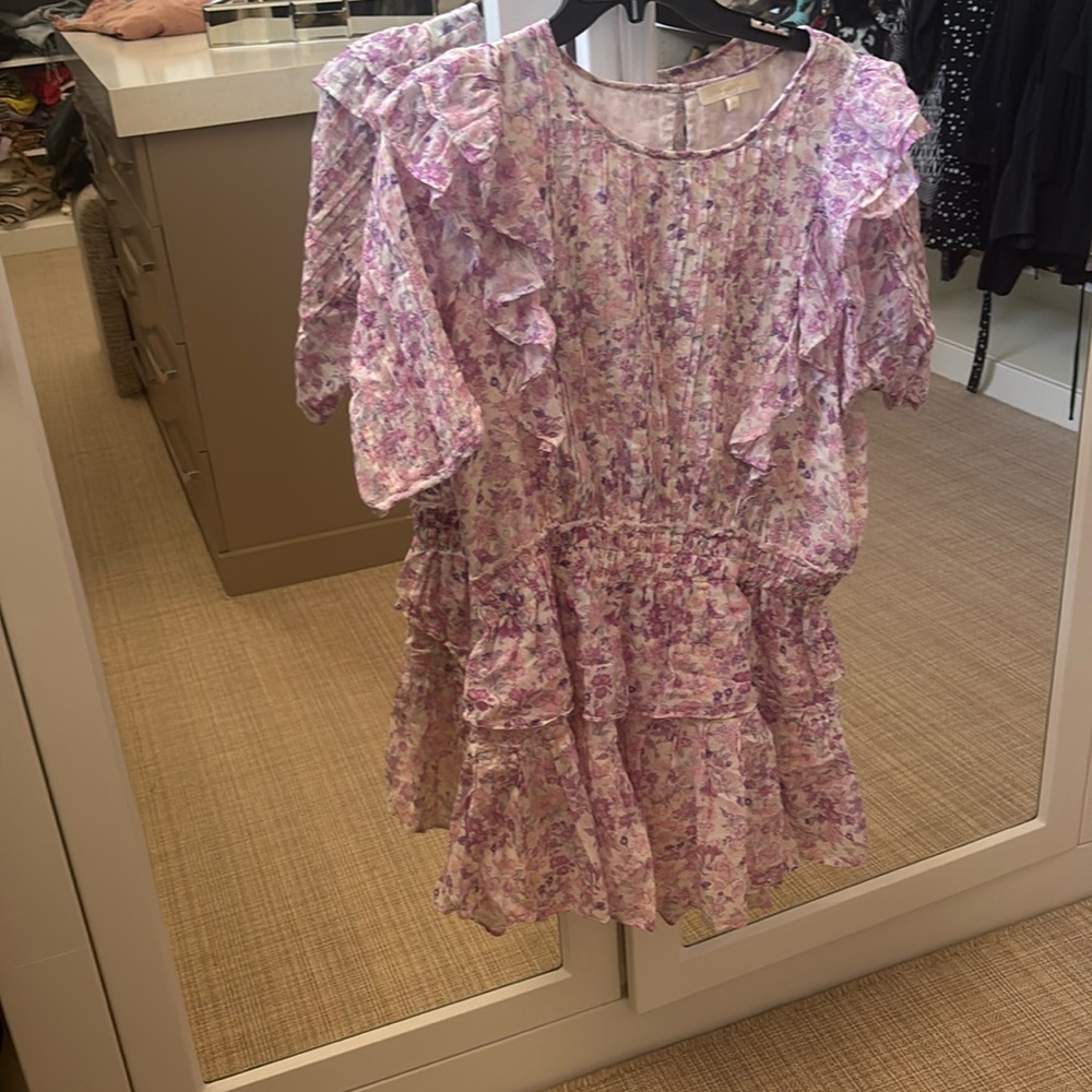 Love Shack Fancy purple flowered dress